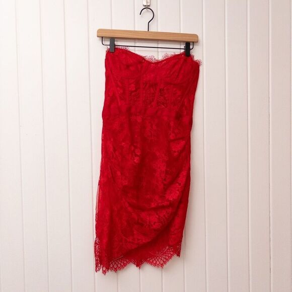 RÊVE RICHE Ema Dress Red Strapless Corset Mini - Picture 2 of 9